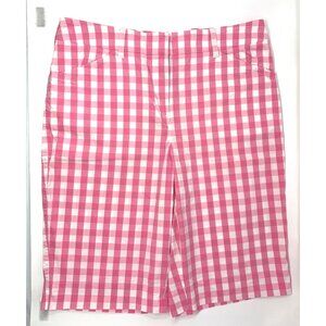 Jones New York Sport Stretch Flat‎ Front Pink/White Check Women's Shorts Size 10